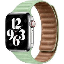 AktarMobile Apple Watch 8 41 mm Uyumlu Baklalı Model Deri Kayış Mıknatıslı Kordon