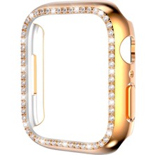 AktarMobile Apple Watch 8 41 mm Uyumlu Kasa Koruyucu Taşlı Tasarım Metalik Renk Gövde Koruma (Önü Açık)