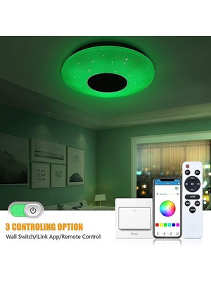 SLD Lambalar Akıllı LED Tavan Işık 32 W 40.5 cm Tavan Lambası Bluetooth Hoparlör Rgb Renk Sıcaklığı(Yurt Dışından)