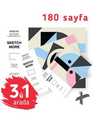 Poli Art Design Super Set Ü1 Arada Dikdörtgen Albüm Seti A6+A5+A4 180 Sayfsa (Marker ve Grafik Için)