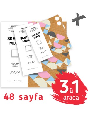 Poli Art Design Super Set 3ü1 Arada Kare Kraft Albüm Seti 11×11+15×15+20×20 cm (Karışık Teknikler Için)