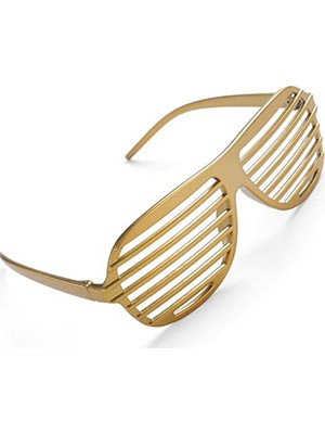 Pandoli Plastik Camsız Panjur Şekilli Parti Gözlüğü Altın Renk 1 Adet