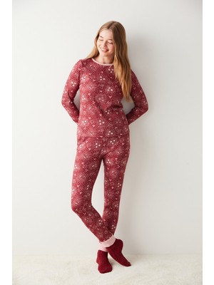 Penti Ay ve Yıldız Desenli Termal Pijama Takımı