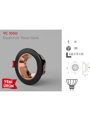 Ycl Dekoratif Modern Spot Kasa Siyah Sıva Altı YC-1050