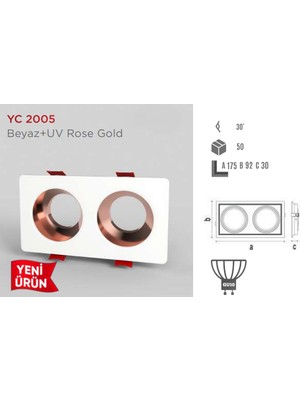 Ycl Dekoratif Modern Spot Kasa Beyaz + Uv Rose Golden Sıva Altı YC-2005