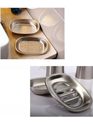 2 Adet Çift Katmanlı Paslanmaz Çelik Sabun Çanak Tepsi Çift Boşaltma Sabun Kutusu Tutucu Duş Banyo Mutfak (Oval Gülmek) | Taşınabilir Sabun Yemekleri
