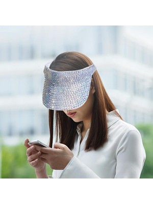 Kristal Pullu Bling Rhinestone Visor Güneş Şapka(Yurt Dışından)