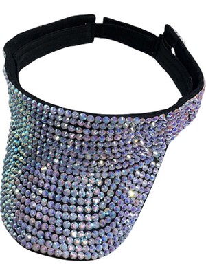 Kristal Pullu Bling Rhinestone Visor Güneş Şapka (Yurt Dışından)