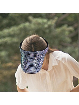 Kristal Pullu Bling Rhinestone Visor Güneş Şapka (Yurt Dışından)