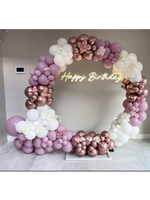 Trend Hediye Sepeti Krom Pembe Pastel Toz Pembe Beyaz Balon 75 Adet ve 5 M Balon Zinciri
