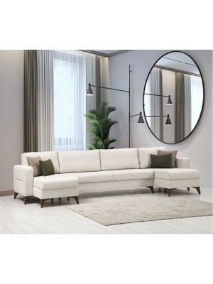 Minar Kristal Dinlenme+2+Dinlenme Köşe Takımı Bej