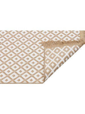 Rugs Modern Jüt Krem 5023 Dokuma Desenli Saçaklı Kilim