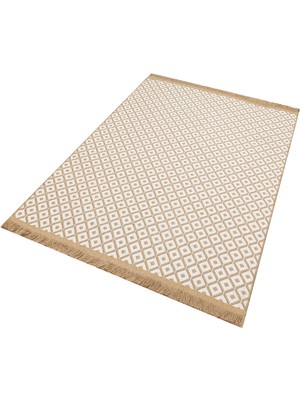 Rugs Modern Jüt Krem 5023 Dokuma Desenli Saçaklı Kilim