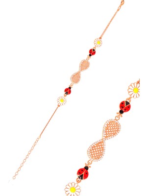 Midyat Nurtaş Gümüş Sonsuzluk Zirkon Taşlı Papatya Uğur Böceği Kadın Gümüş Bileklik 201021314