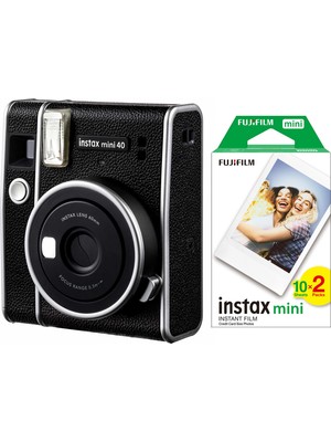 Fujifilm Instax Mini 40 Siyah Fotoğraf Makinası ve 20'li Film ile Retro Anılar Yarat