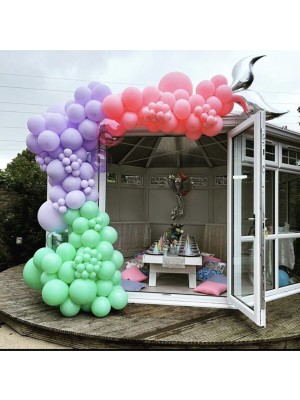 Rönesans Parti Pastel Mint Yeşili Lila  Pembe Balon Zinciri 50 Adet + 5 mt Balon Zinciri