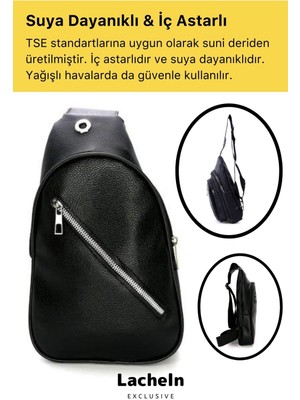 Lacheln Unisex Kulaklık USB Çıkışlı Yandan Çapraz Askılı Küçük Body Bag Sırt Göğüs Kol Freebag Omuz Çantası