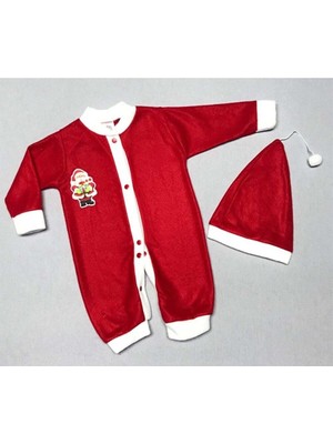 Denito Noel Baba Şapkalı Yılbaşı Bebek Tulumu Unisex