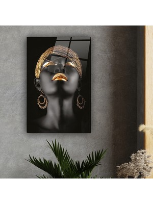 Decorita Cam Tablo  Afrikalı Siyahi Kadın  40 x 60 cm