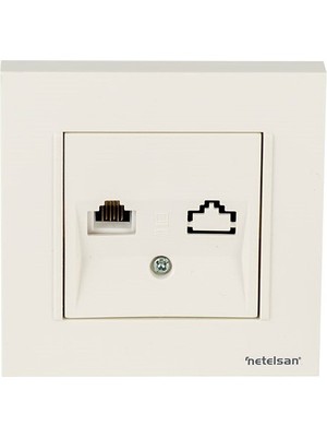 Netelsan Byobu Beyaz Telefon Nümeris Priz (Cat3) Çerçeveli