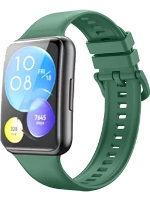 Nezih Case Huawei Watch Fit 2 Uyumlu Spor Jel Silikon Kordon Haki