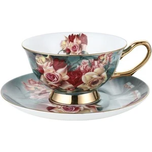 Three Beans Vintage Lüks Kahve Fincanı Set Seramik Porselen Avrupa Seyahat Çevre Dostu Mate Kupası ve Daire Öğleden Sonra Çay Tazas Drinkware 5 | Teacup tabak Setleri (Yurt Dışından)