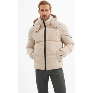 Erkek  Çıkarılabilir Kapüşonlu Şişme Mont Taş - 720DNGR