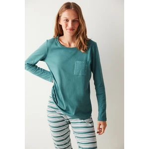 Green Dotted Tişört Pijama Üstü