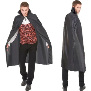 Siyah Renk Yetişkin Halloween Drakula Pelerini Uzun 120 cm
