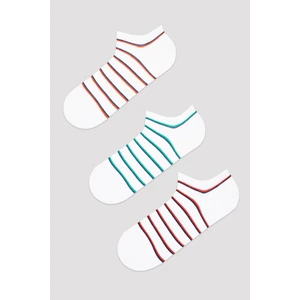 Beyaz E. White Stripe 3lü Patik Çorap