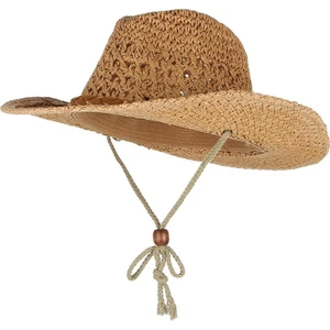 Unisex Çocuk Yetişkin Kovboy Hasır Şapka Yaz Plaj Güneş Şapka Festivali Batı Yetişkin Haki(Yurt Dışından)