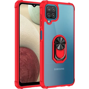 Samsung Galaxy A12 Kılıf Silikon Kenarlı Yüzüklü Manyetik Mola Kapak