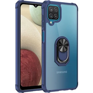 Samsung Galaxy A12 Kılıf Silikon Kenarlı Yüzüklü Manyetik Mola Kapak