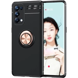 Oppo Reno 5 Pro Kılıf Yüzüklü Manyetik Ravel Silikon