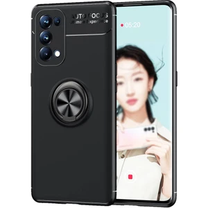 Oppo Reno 5 Kılıf Yüzüklü Manyetik Ravel Silikon