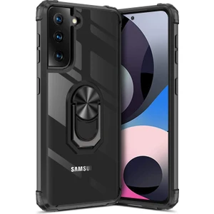 Samsung Galaxy S21 Plus Kılıf Yüzüklü Manyetik Şeffaf Mola Kapak