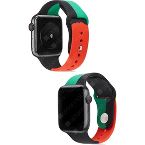 Apple Watch 8 45 mm Uyumlu Spor Kordon Black Unity Silikon Kayış
