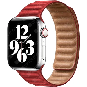 Apple Watch 8 45 mm Uyumlu Baklalı Model Deri Kayış Mıknatıslı Kordon