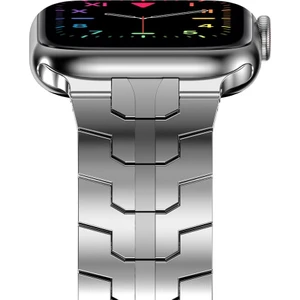 Apple Watch 8 45 mm Uyumlu Metal Kordon Premium Paslanmaz Çelik Kayış Şık & Agresif Tasarım