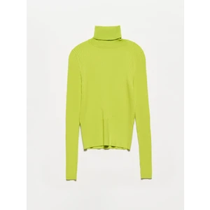 1297 Balıkçı Yaka Fitilli Basic Kazak-Lime