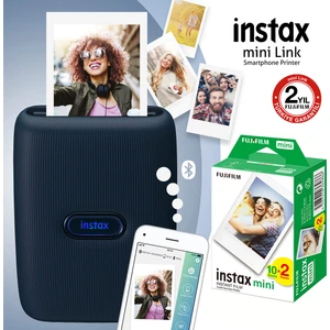 Instax Mini Link Mavi Akıllı Telefon Yazıcısı ve 20'li Mini Film