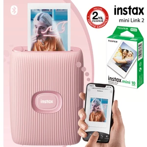 Instax Mini Link 2 Toz Pembe Akıllı Telefon Yazıcısı ve 10'lu Mini Film