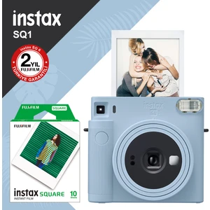 Instax Sq1 Buz Mavi Kare Fotoğraf Makinesi ve 10'lu Film Seti ile Anlık Çekim