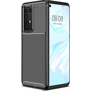 Huawei P40 Pro Kılıf Karbon Desenli Lux Negro Silikon