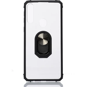 Huawei Y6S Kılıf Silikon Kenarlı Yüzüklü Manyetik Mola Kapak