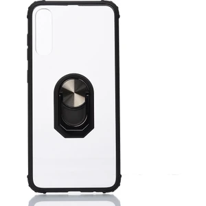 Huawei P Smart Pro 2019 Kılıf Renkli Silikon Kenarlı Yüzüklü Manyetik Mola Kapak