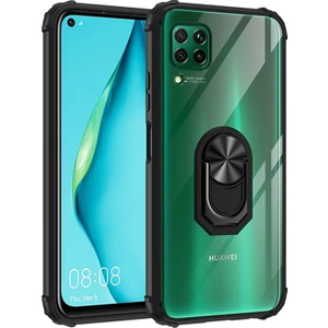 Huawei P40 Lite Kılıf Renkli Silikon Kenarlı Yüzüklü Manyetik Mola Kapak