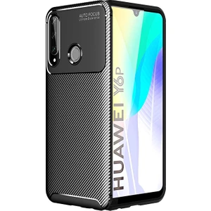 Huawei Y6P Kılıf Karbon Desenli Lux Negro Silikon