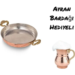Ymn Bakırcılık 16 cm Bakır Tava - Ayran Bardağı Hediyeli