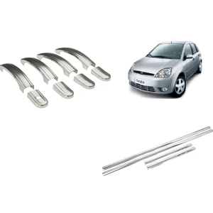 Alfa Otomotiv Ford Fiesta 2002 Sonrası Set Kapı Kolu 4 Kapı ve Cam Çıtası 4 Parça Krom Paslanmaz Çelik